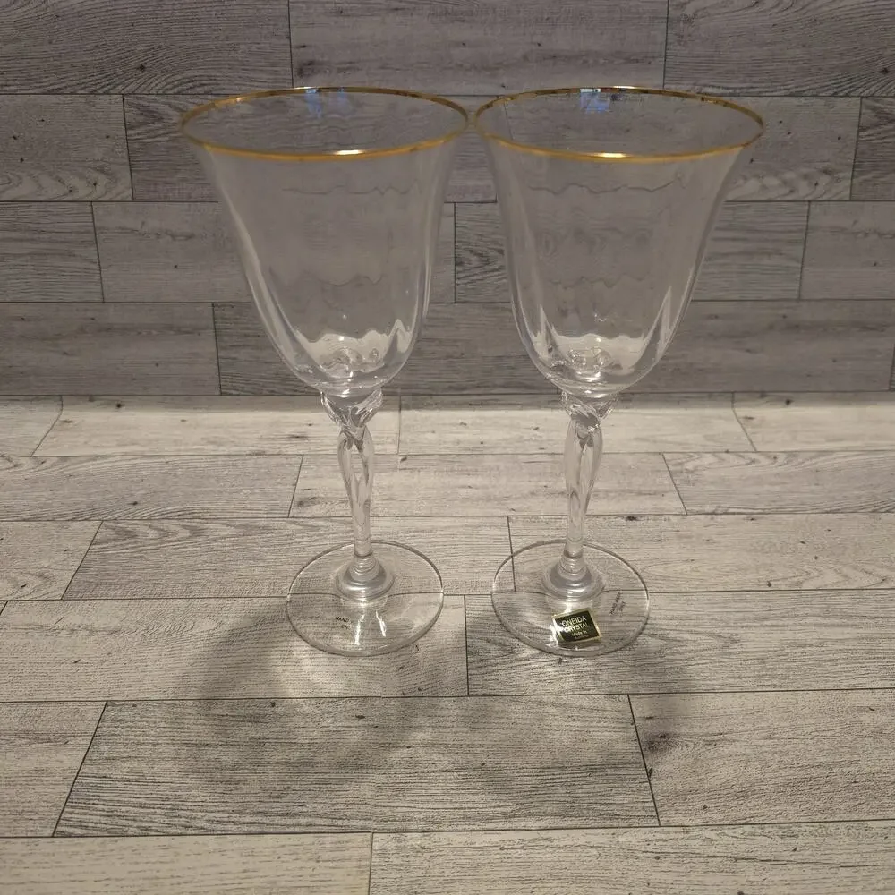 Set of 2 Oneida Crystal Chateau Gold 8